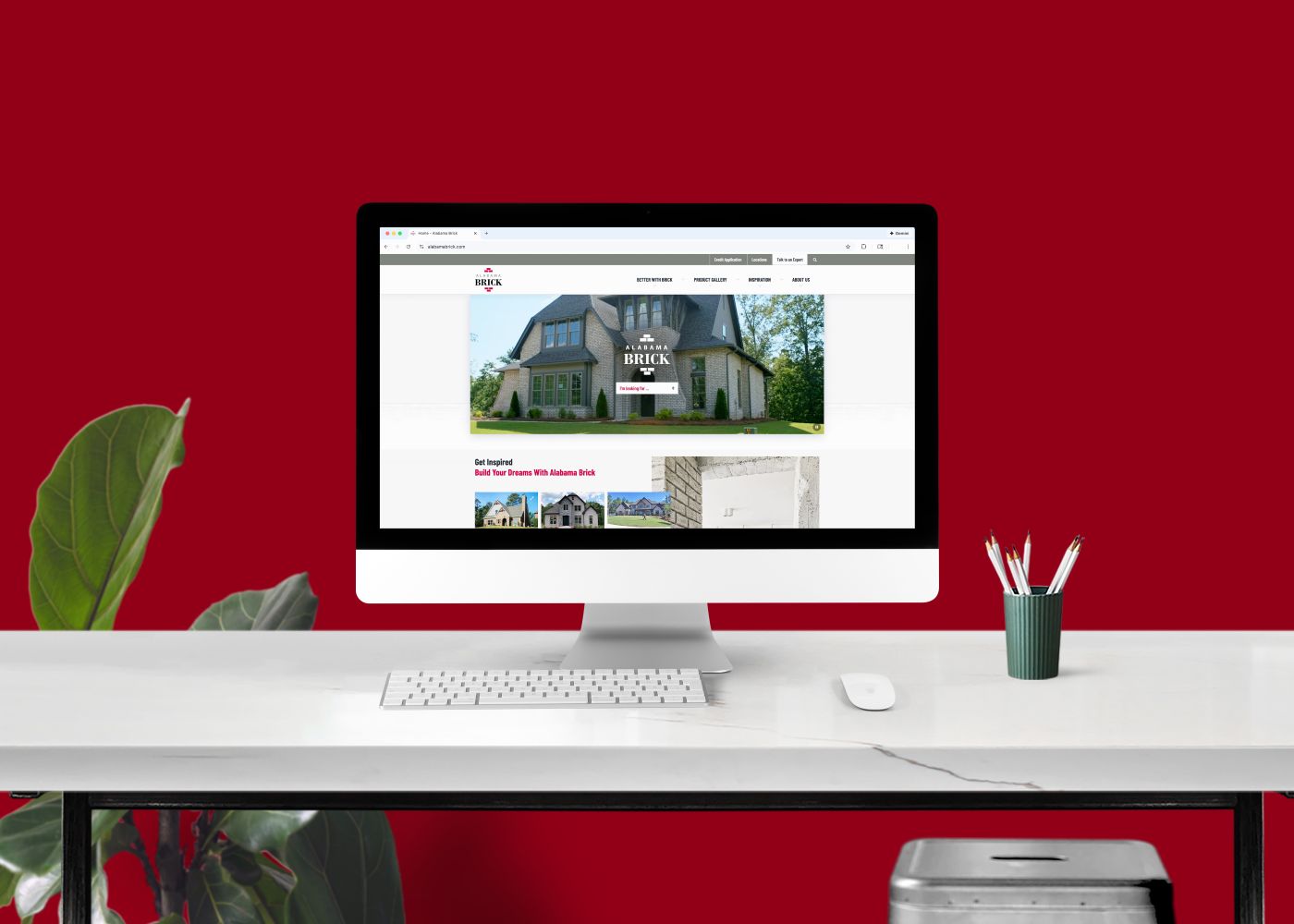 Desktop with the Alabama Brick website on screen